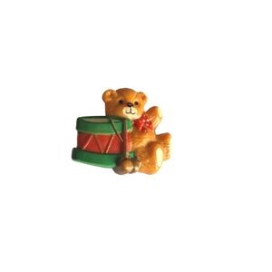 Vintage 1982 Enesco Lucy Rigg Teddy Bear Drummer Pin Brooch Christmas Holiday